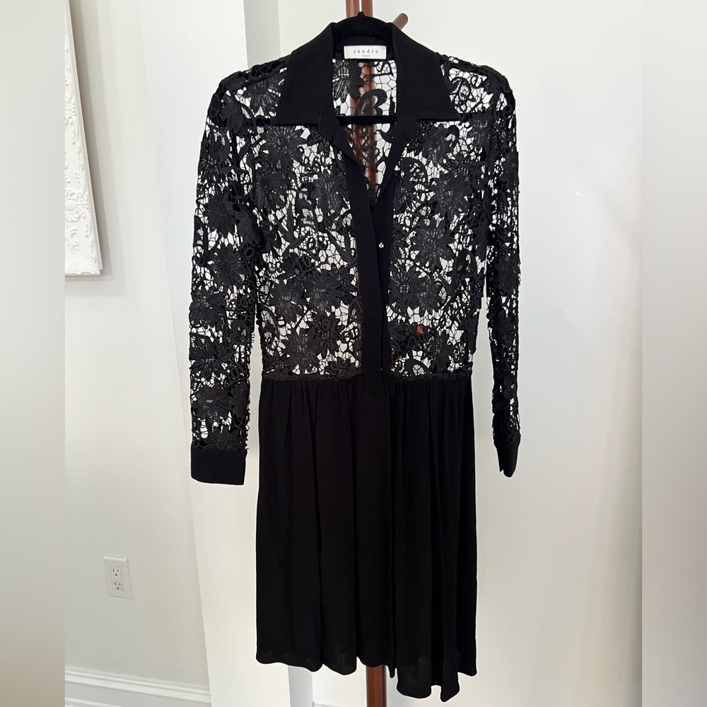 Sandro Black Lace Dress Size S